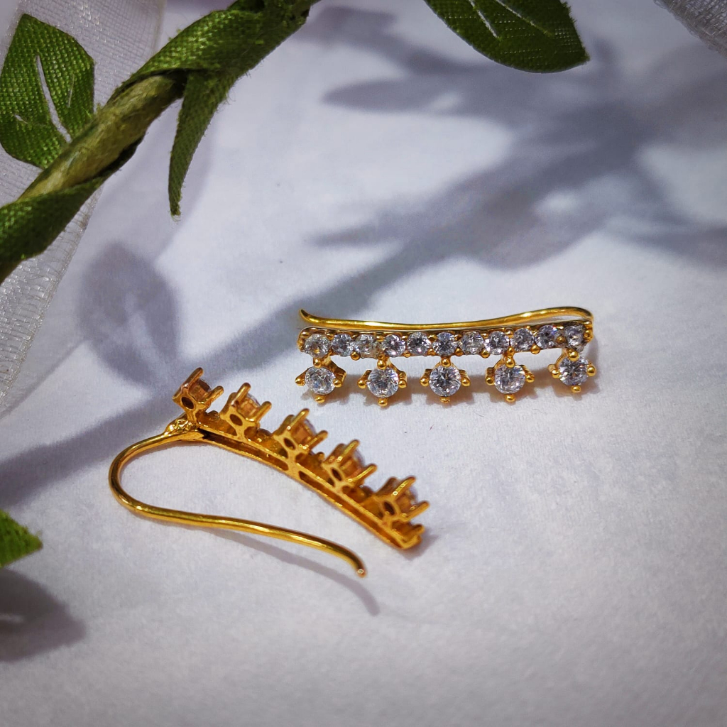 Anting selip mata putih emas asli 8k //375