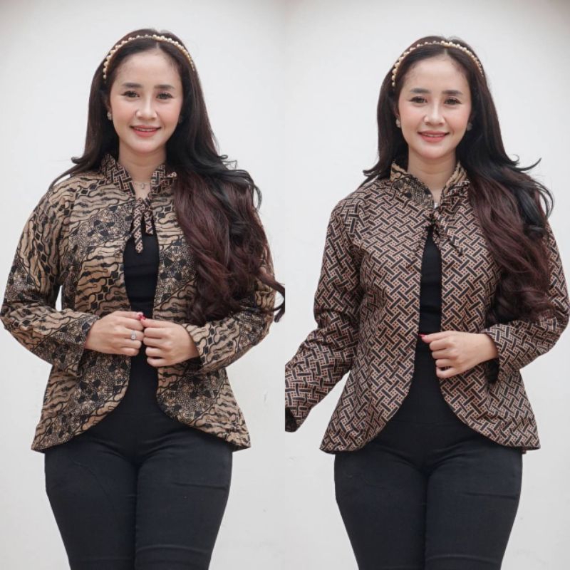 Outer / Kardigan / Long Vest Lengan Panjang / Tanpa Lengan Batik BK Sogan & Warna Cantik