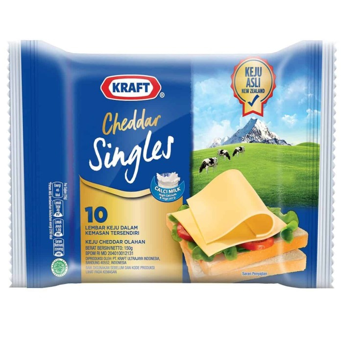 

Keju Kraft Cheddar Singles 10slice