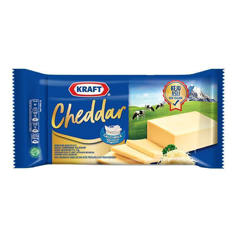 

Keju Cheese Cheddar Balok Blok Kotak 70gr