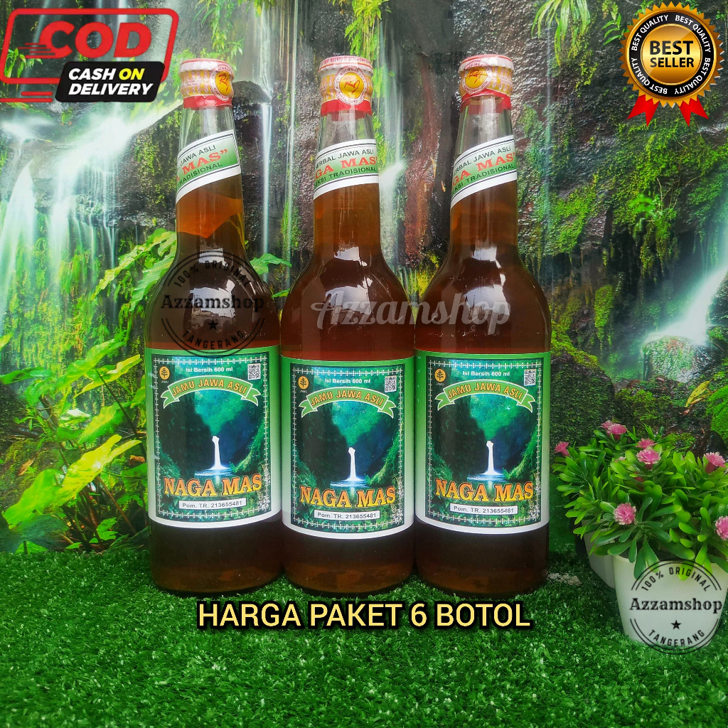 

Jamu naga mas manis pahit asli 600ml pegal linu asam urat nyeri sendi rematik paket 6 botol