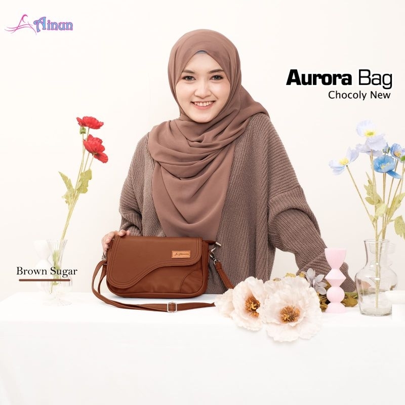 TAS SELEMPANG AURORA BY AINUN  BAHAN CHOCOLY PREMIUM ANTI AIR