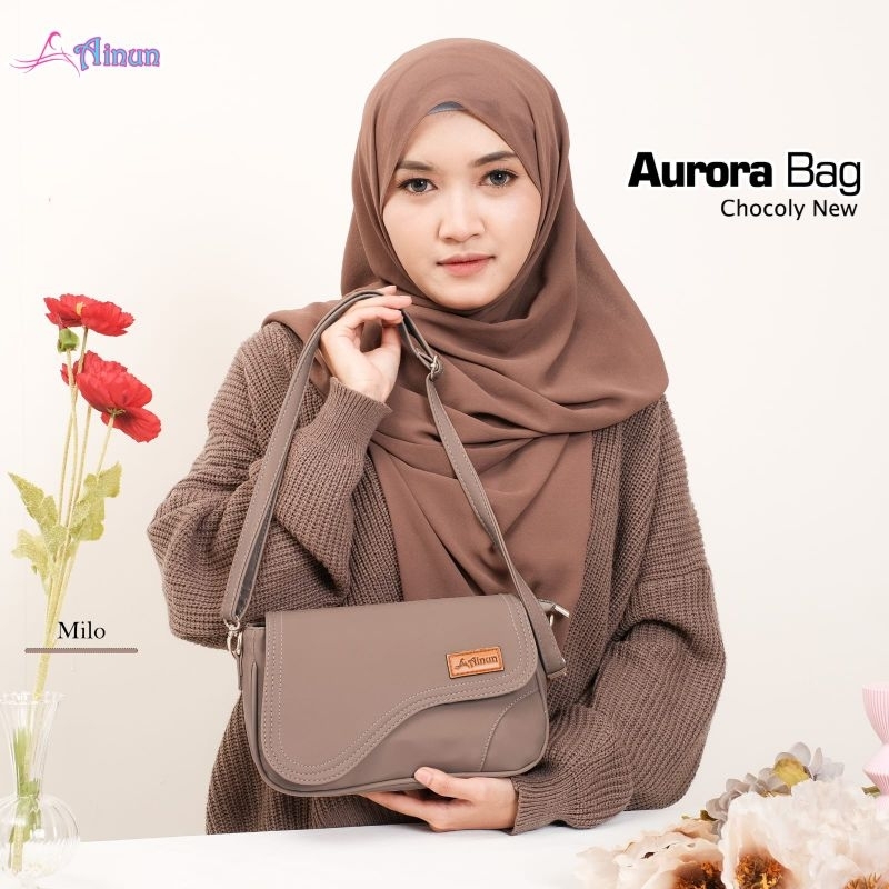 TAS SELEMPANG AURORA BY AINUN  BAHAN CHOCOLY PREMIUM ANTI AIR