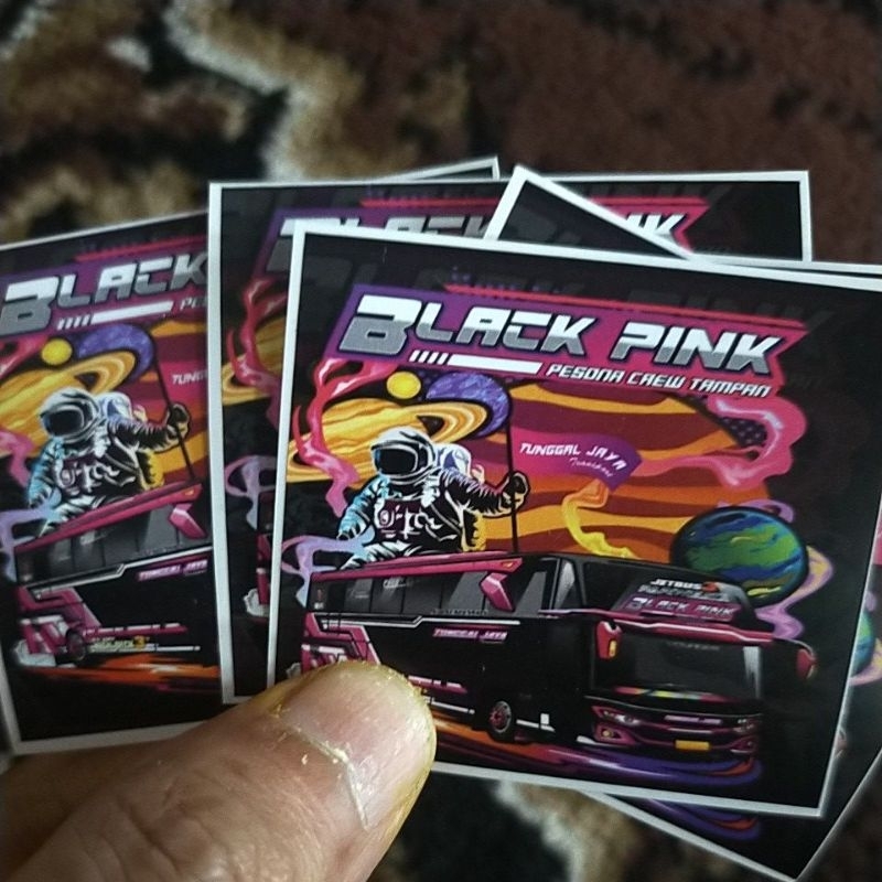 

5 stiker bus mania black pink