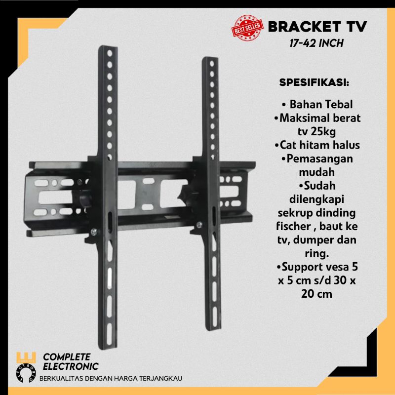 Bracket Tv | Breket Tv | Bahan Tebel | Ukuran 17 24 32 40 42 43 Inch Universal TV Waterpass