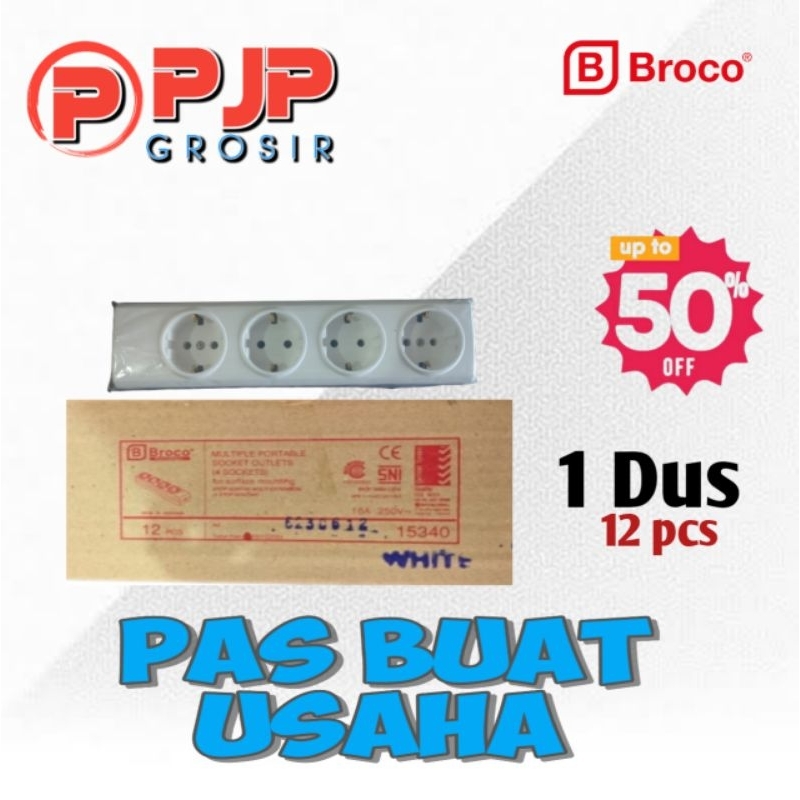 Stopkontak Broco / Terminal colokan listrik 4 Lubang BW paket 1Dus 12pcs