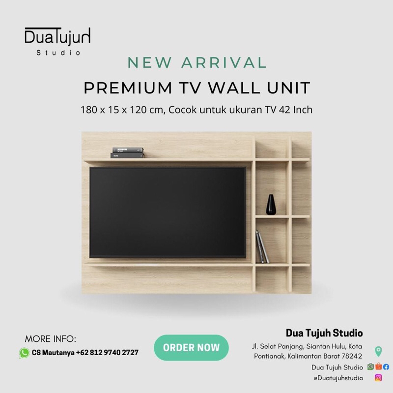 Dections Set Furniture Rak TV Dinding Minimalis / Meja TV Tempel Dinding 42 Inch TV