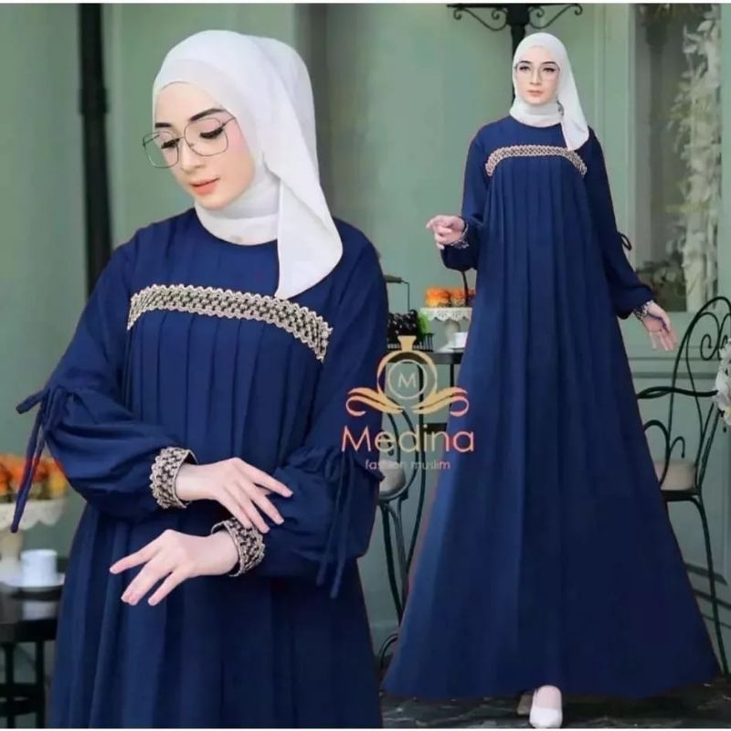 HOME DRESS Gamis MADINA ISYANA ARNIZ crinkle airflow premium jumbo tebal terlaris