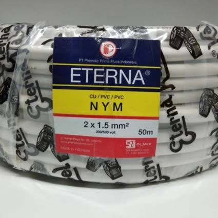 Kabel NYM 2x1.5 meteran kabel eterna 2x1.5 permeter Eterna