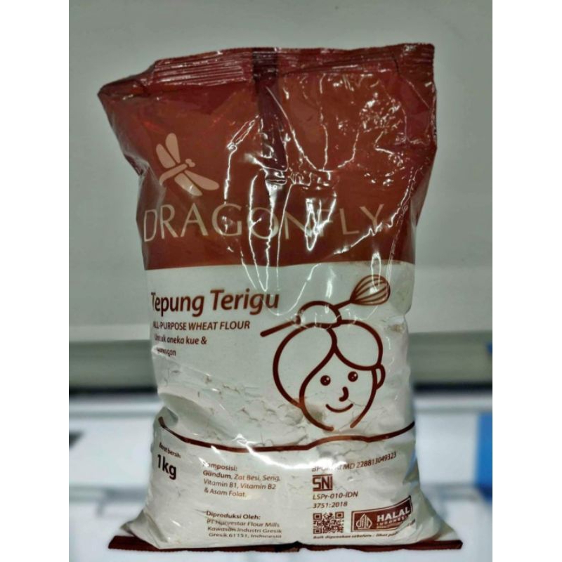 

Tepung Terigu 1 Kg Tepung Terigu Dragonfly 1 kg + Packing Dus Aman Tepung Kue Terigu 1000gr Dragonfly 1kg