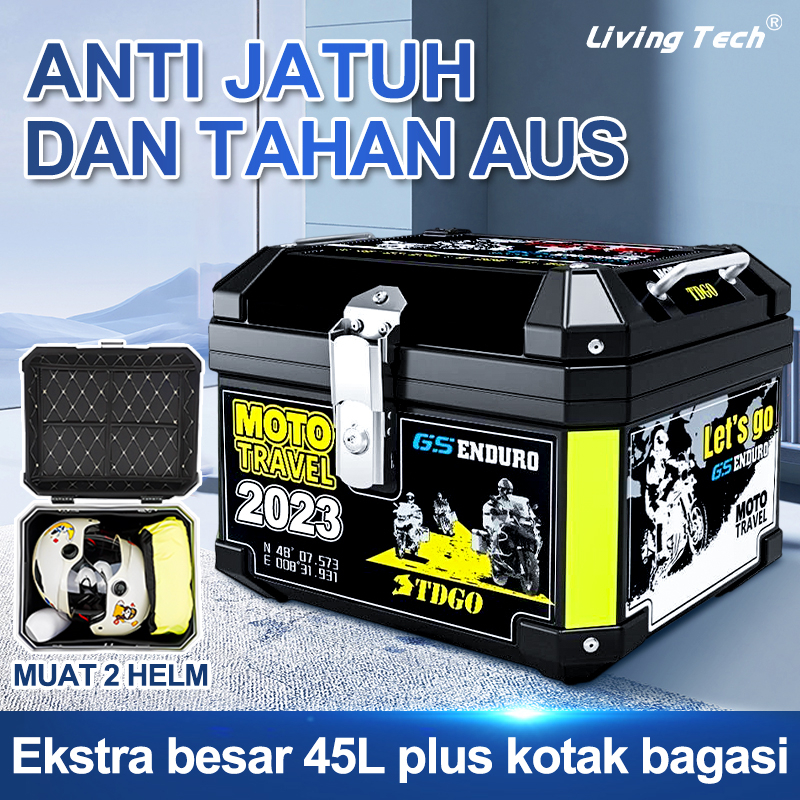 Sepeda Motor Top Box Bagasi 45L Top Box Sepeda Motor Tugas Berat Universal Aksesoris Motor
