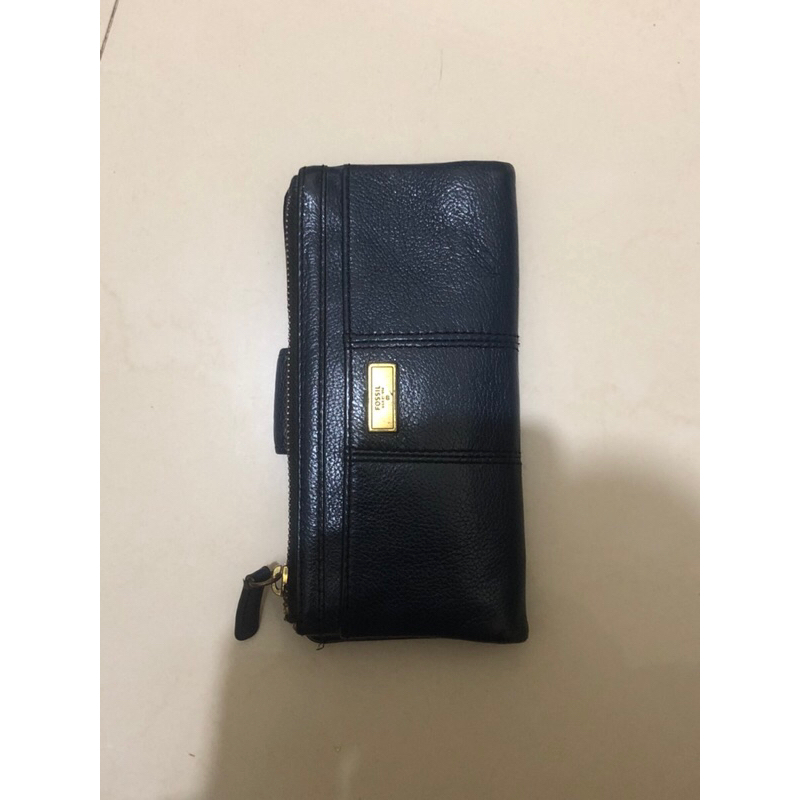 preloved long wallet fossil navy
