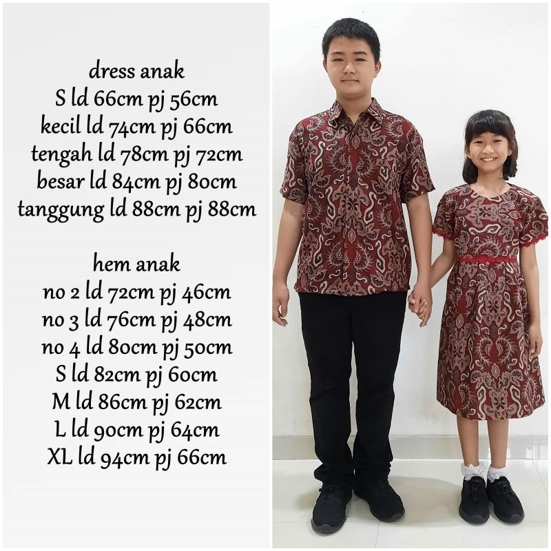 Couple Baju Anak Motif Batik Premium Seragam batik Cowok Cewek Pakaian Bayi Perempuan Dres Koor NAUR