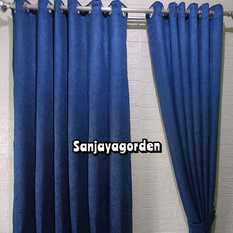 Gorden Blackout Import Hordeng Pintu Gordeng Jendela Warna Biru Tua Biru Navy