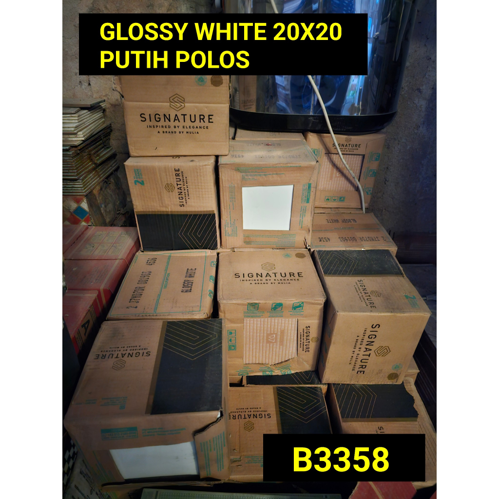 GLOSSY WHITE 20X20 KERAMIK PUTIH POLOS SIGNATURE MULIA