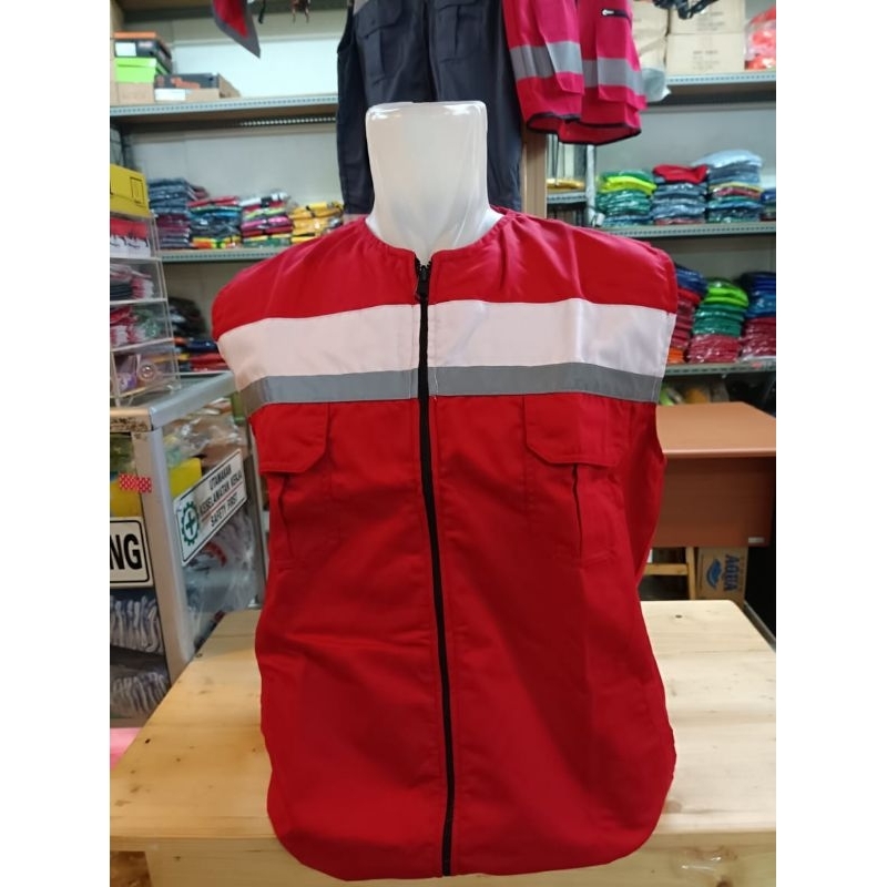 SAFETY VEST MERAH PUTIH / ROMPI SAFETY KOMBINASI/ ROMPI KERJA