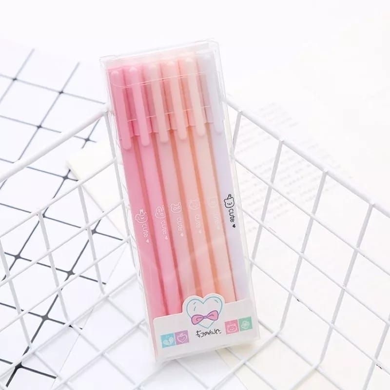 

1 Set 6 Pcs Pulpen Gel Warna Pastel Morandi Color Lucu Cute Kawai Aesthetic Tinta Gel Pen