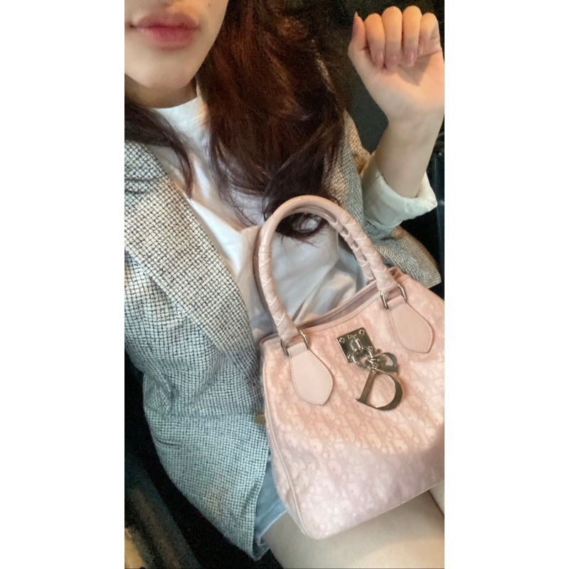 Preloved Dior Pink Trotter Monogram Charm Bag Auth