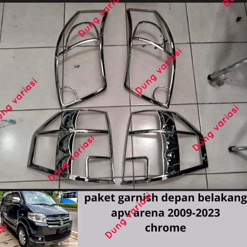 paket garnish lampu depan belakang apv arena chrome 2009-2023