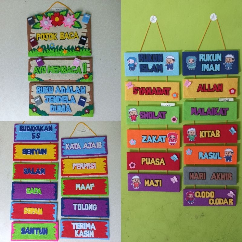 Hiasan Kelas RUKUN IMAN & ISLAM | POJOK BACA  | 5S | KATA AJAIB / HIASAN KELAS / HIASAN GANTUNG / HI