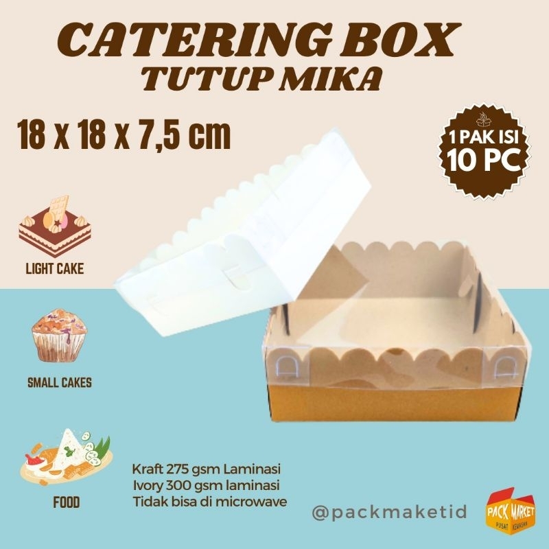 Katering Box Tutup Mika 18x18x7.5 cm - Box kue katering