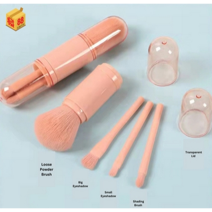 4in1 Portable Telescopic Brush Makeup Set / Brush Travel / Kuas Make Up / Set Eye Shadow / Highlight