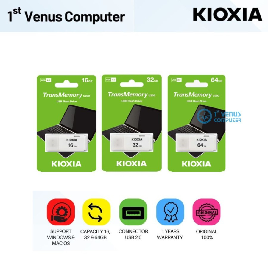 KIOXIA FLASHDISK USB 2.0 U202 16GB/ 32GB/ 64GB ORIGINAL FD KIOXIA 16GB
