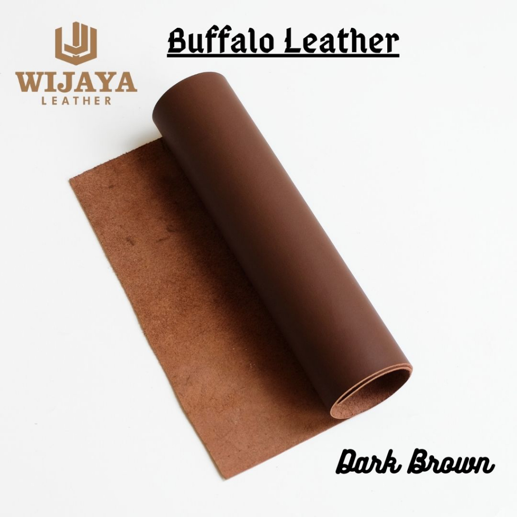 Kulit kerbau lembaran vegetan Dark Brown Coffee panel A3 1.4-1.6 bahan dompet tas jahit tangan handa