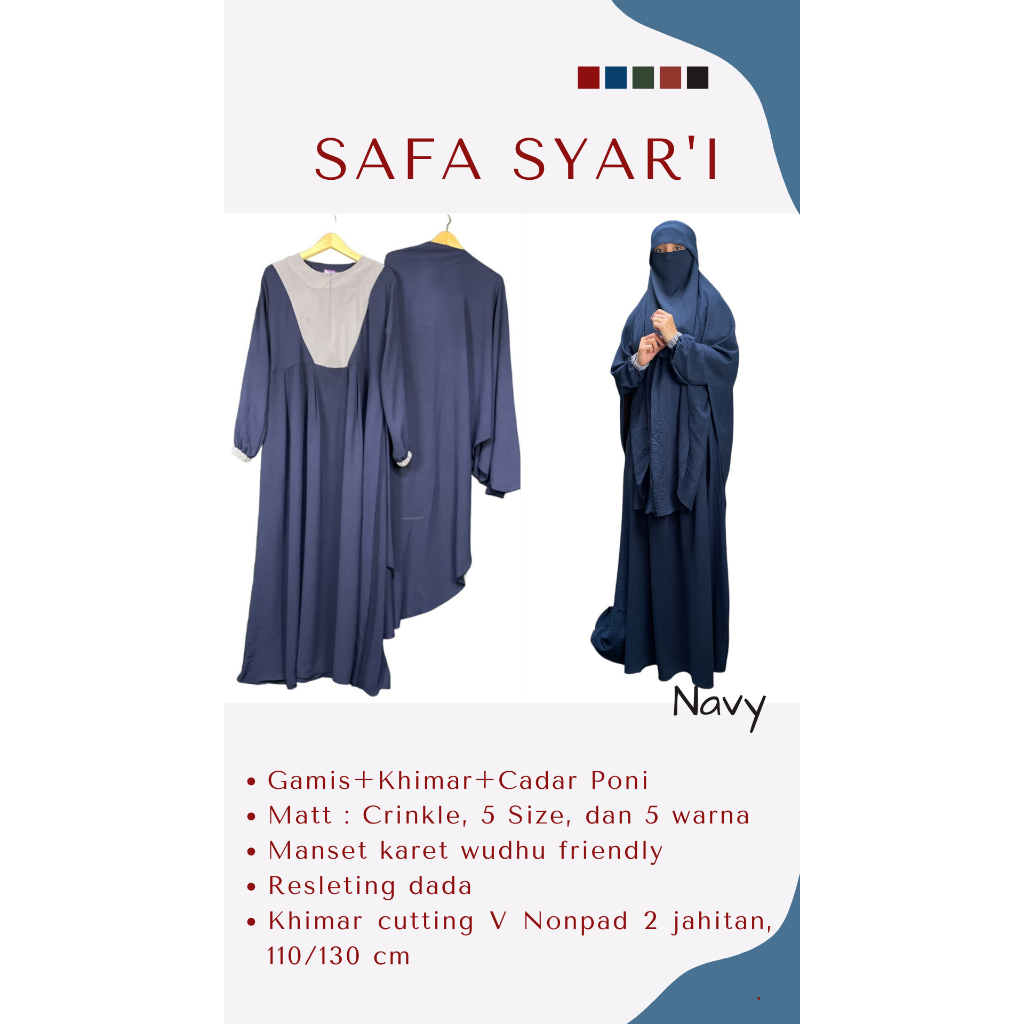 Haura HIjab Syari Gamis Set Khimar Cadar /  Gamis Set Syari / Gamis Syari Bahan Crinkle Size S - XXL