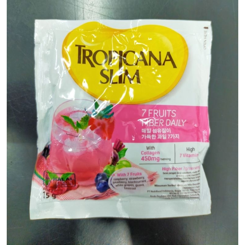 

(KEMASAN SACHET) TROPICANA SLIM 7 FRUITS FIBER DAILY WITH COLLAGEN MINUMAN DIET KESEHATAN
