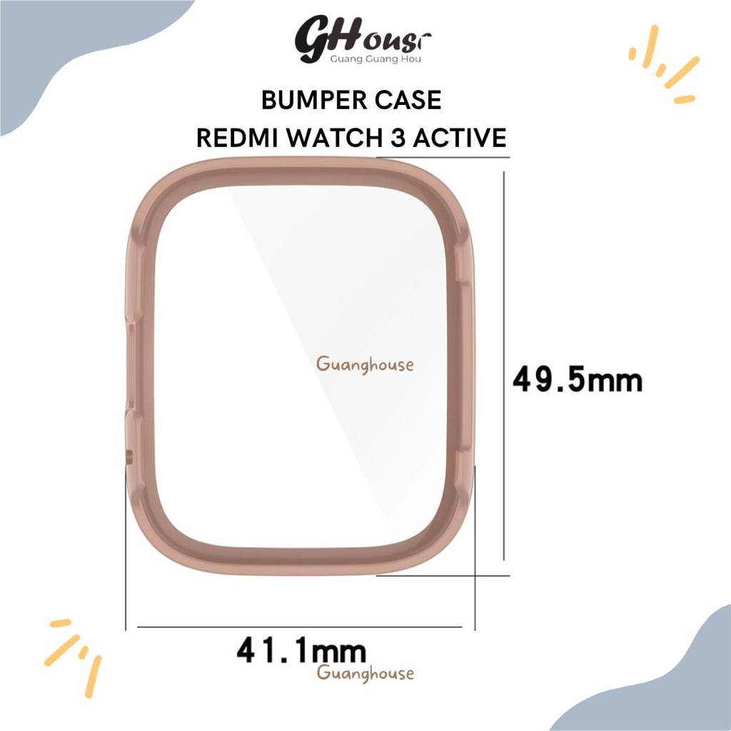 Bumper Case Redmi Watch 3 ACTIVE Screen Protector Khusus Xiaomi Redmi Watch 3 Active Bahan PC