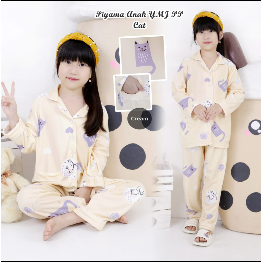 Baju tidur setelan piyama anak perempuan import premium usia 3-12 tahun