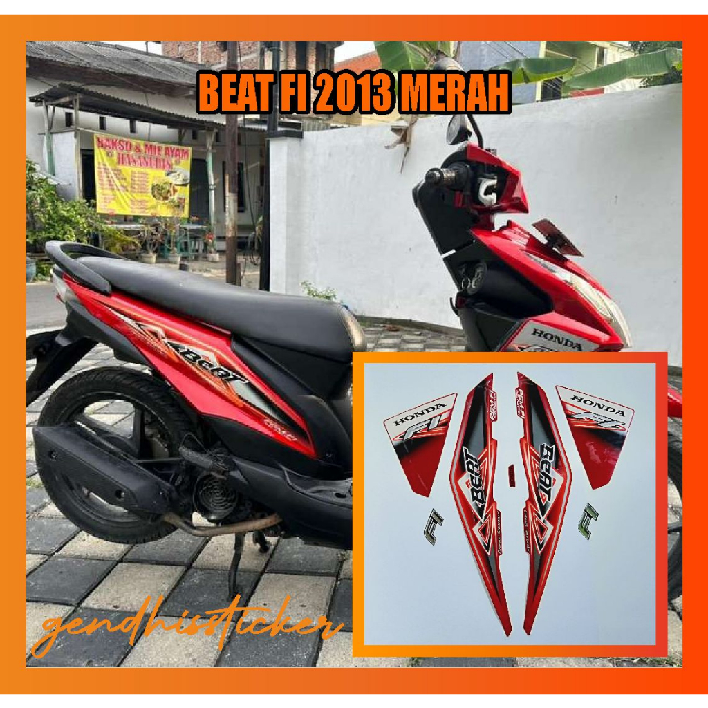 striping motor beat fi 2013 merah