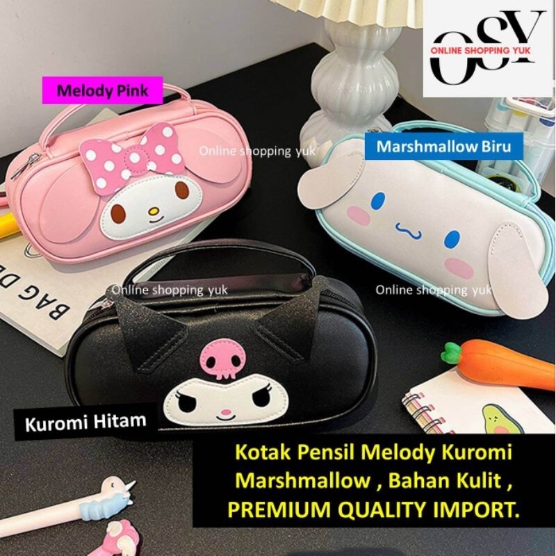 

TEMPAT PENSIL SANRIO , KOTAK PENSIL KUROMI , TAS KOSMETIK , POUCH , MOTIF KUROMI / CINNAMOROLL / MY MELODY , IMPORT PREMIUM. ONLINE SHOPPING YUK. KAPASITAS BESAR. BAHAN KULIT , KUAT & SANGAT CANTIK EXCLUSIVE.