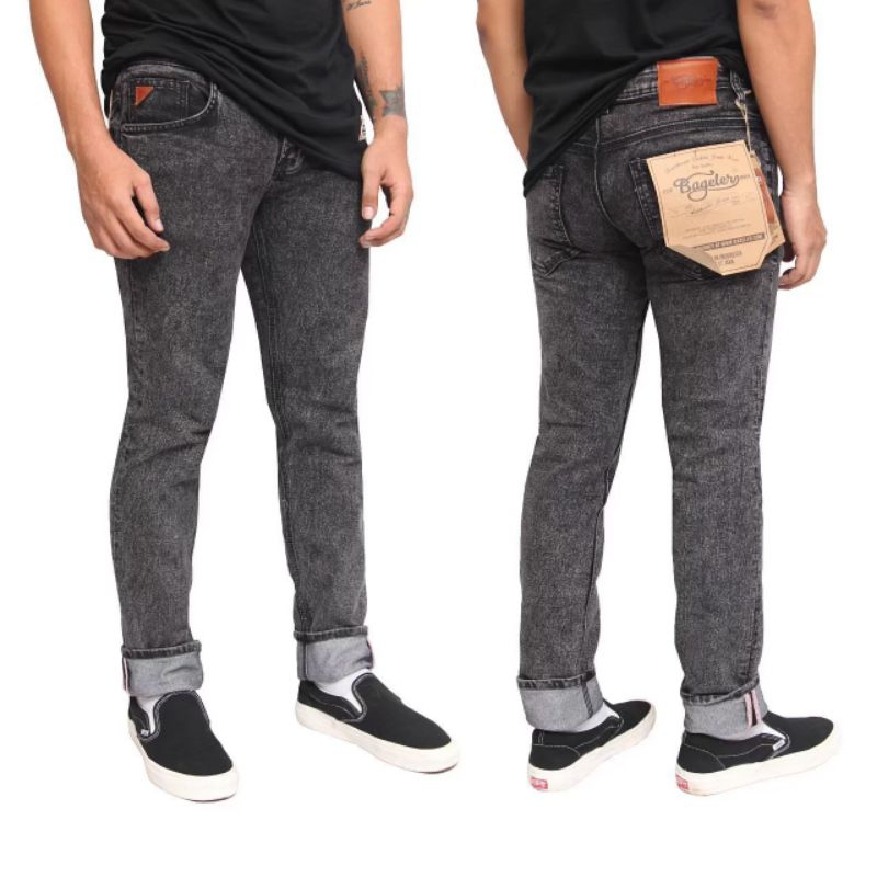 Celana Jeans Denim Pria Selvedge black sandwash original