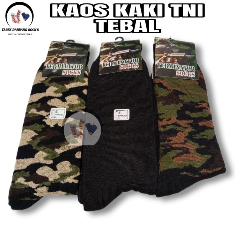 KAOS KAKI TNI HITAM/LORENG TEBAL/KAOS KAKI PDL TNI/KAOS KAKI TNI TEBAL PANJANG