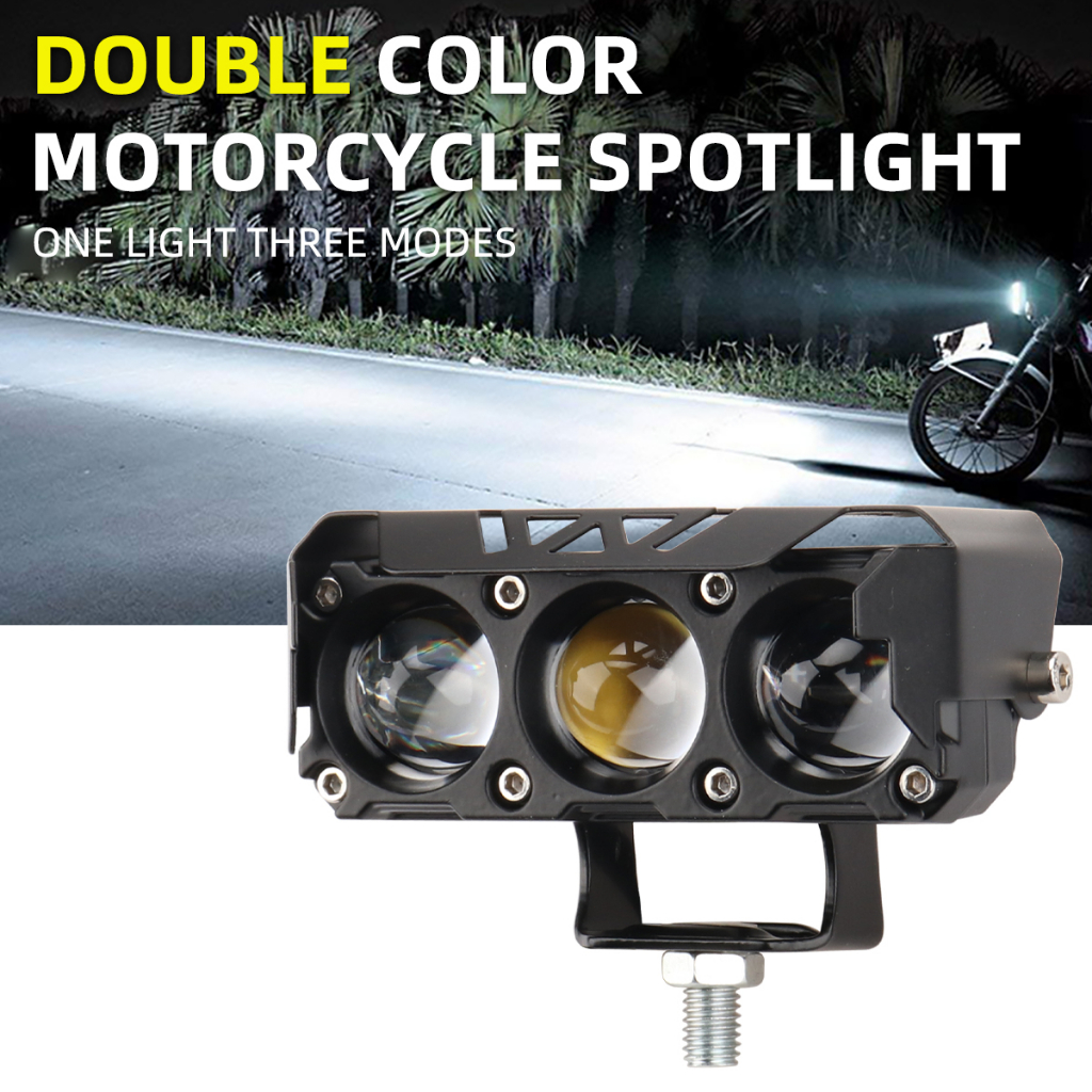 1 Lampu Kabut Sepeda Motor LED Lampu Kabut Mengemudi Warna Ganda 3LED Kuning/Lampu Pod Putih Lampu