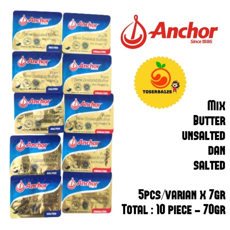 

Anchor minidish butter mentega unsalted & salted MPAMSI (10 piece) - TOSERBA125