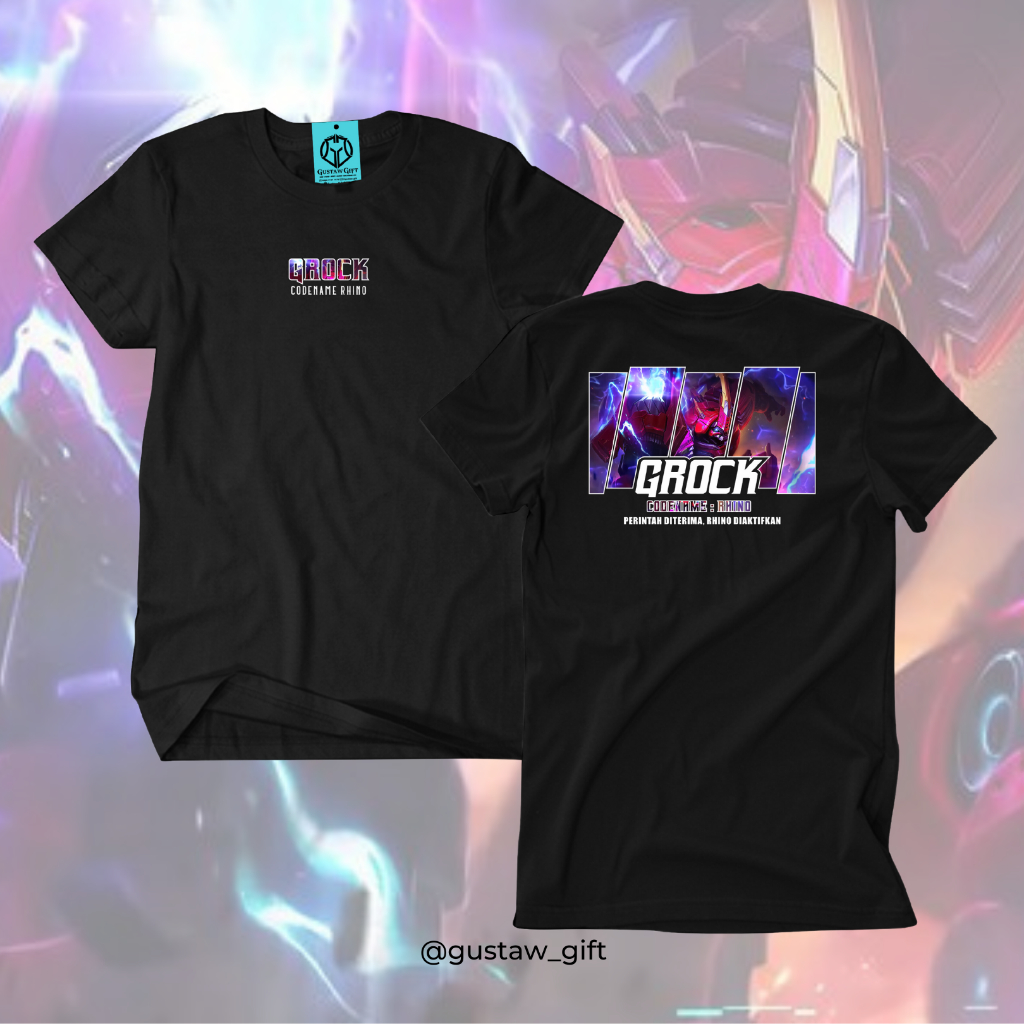 GG T-Shirt GROCK Epic skin Codename Rhino Mobile Legends Kaos Custom Katun Slim-fitting