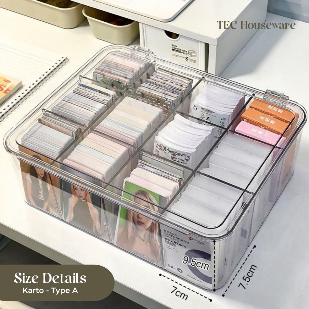 【TEC】KARTO Organizer Laci Box Transparent Premium Berkualitas Kotak Penyimpanan Bening Transparan Organiser Estetik Perapi Kamar Kotak Penyimpanan Akrilik Kotak Penyimpanan Laci Tarik Acrylic Storage Box Serbaguna Penyimpanan