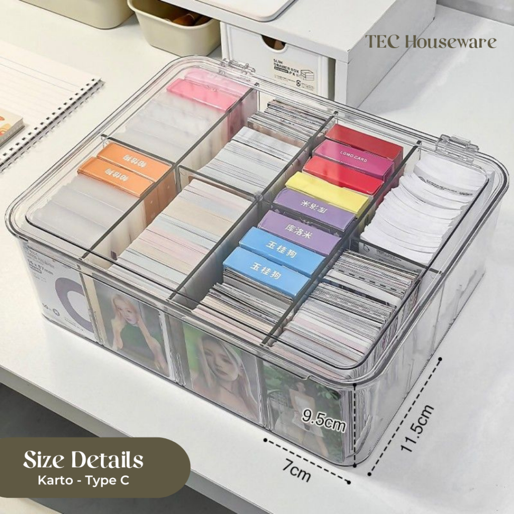 【TEC】KARTO Organizer Laci Box Transparent Premium Berkualitas Kotak Penyimpanan Bening Transparan Organiser Estetik Perapi Kamar Kotak Penyimpanan Akrilik Kotak Penyimpanan Laci Tarik Acrylic Storage Box Serbaguna Penyimpanan