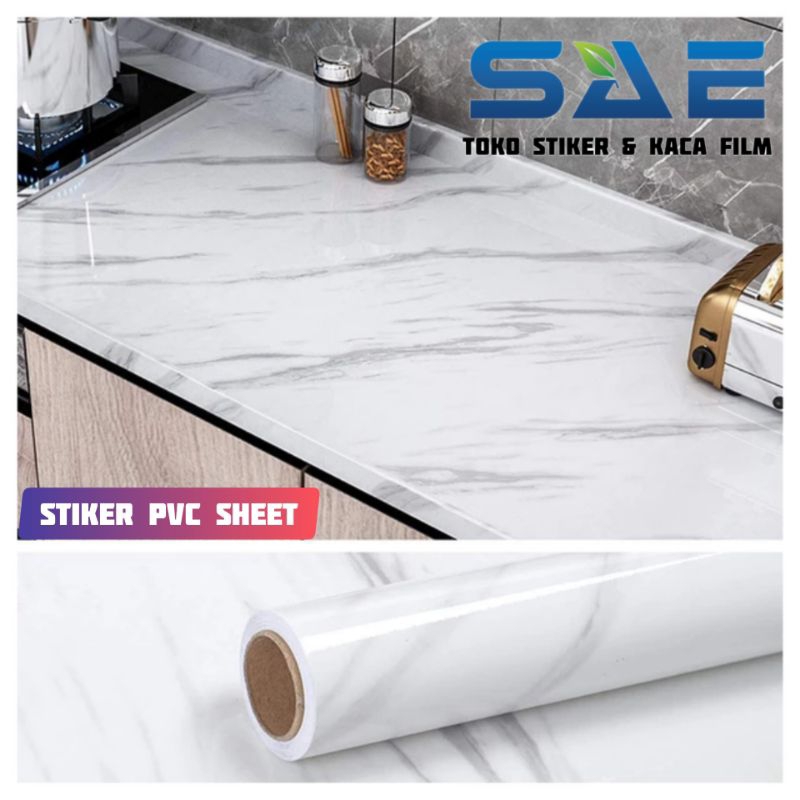 Wallpaper Dapur Motif Marmer Putih Untuk Dinding Meja Keramik Kayu Triplek Kaca Anti Panas Api