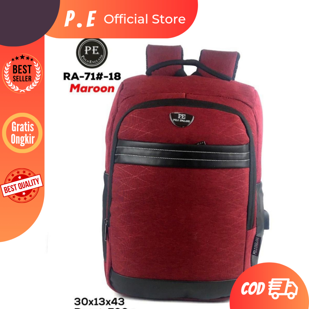 [ORIGINAL BRAND ][POLO ENGLAND]Tas Ransel Laptop Polo England RA68-18 Original Quality