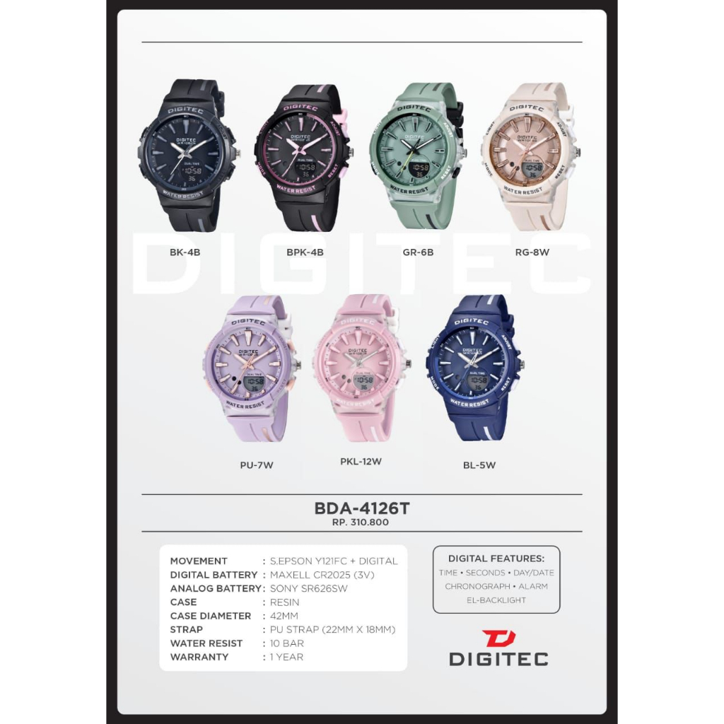 [ORIGINAL 100%] JAM TANGAN DGTEC ORIGINAL TYPE BDA 4126 FOR UNISEX