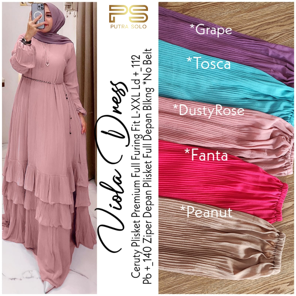 Viola Maxi Dress Ceruty Plisket Premium LD 112 By Putra Solo