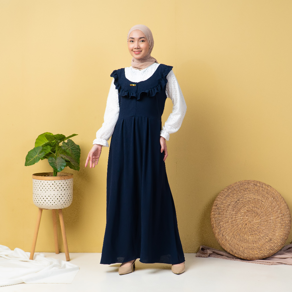 GAMIS NAILA - Dress Crincle Mix Brukat Malika Wanita Dewasa Terlaris