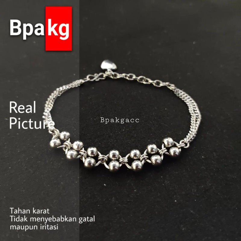 Gelang tangan Orbit bola versi 2 - Gelang Wanita Anti karat Silver cantik unik - Gelang tangan ranta