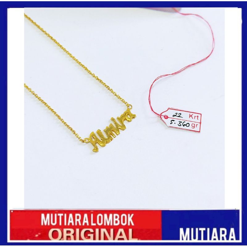 kalung nama bahan emas 22 karat asli pashion wanita untuk tanpil cantik percaya diri