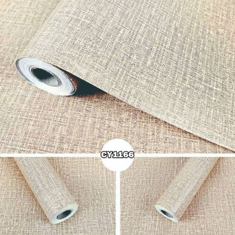 CY1166 Motif Polos Crem Serat Wallpaper Sticker Dinding 45cmx10m