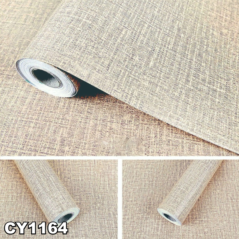 CY1164 Motif Garis Coklat Polos Wallpaper Sticker Dinding 45cmx10m